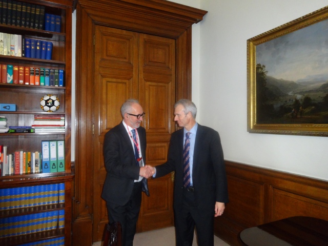 David Petrie with Minister David Lidington Foreign and Commonwealth Office London 28 November 2013